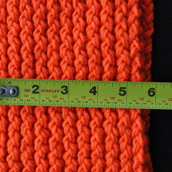 Bright Orange Hand Made Scarf 64"x6" - Picture 3 of 4